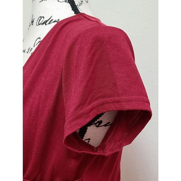 Casual Short Sleeve Surplice V Neck Faux Wrap T-Shirt Swing Dress SIZE L NWT - Picture 14 of 16